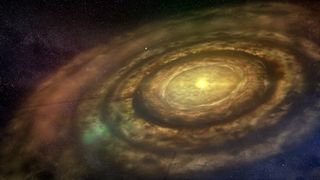 Artist's conception of a protoplanetary disc around a newborn star. A new study suggests that our solar system formed from a cloud of dust and gas that was isolated from the broader galaxy for up to 30 million years.