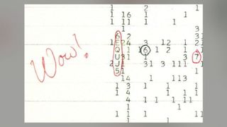 "Wow!" signal printout. The comment on the side inspired the event's name.