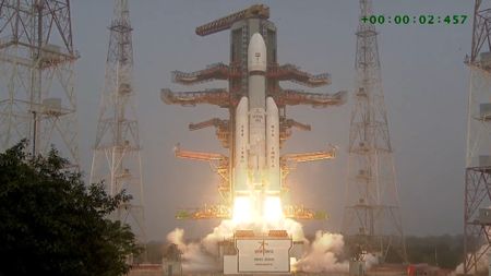 An Indian LVM3 rocket launches the BlueBird 6 smartphone satellite for AST SpaceMobile on Dec. 23, 2025.